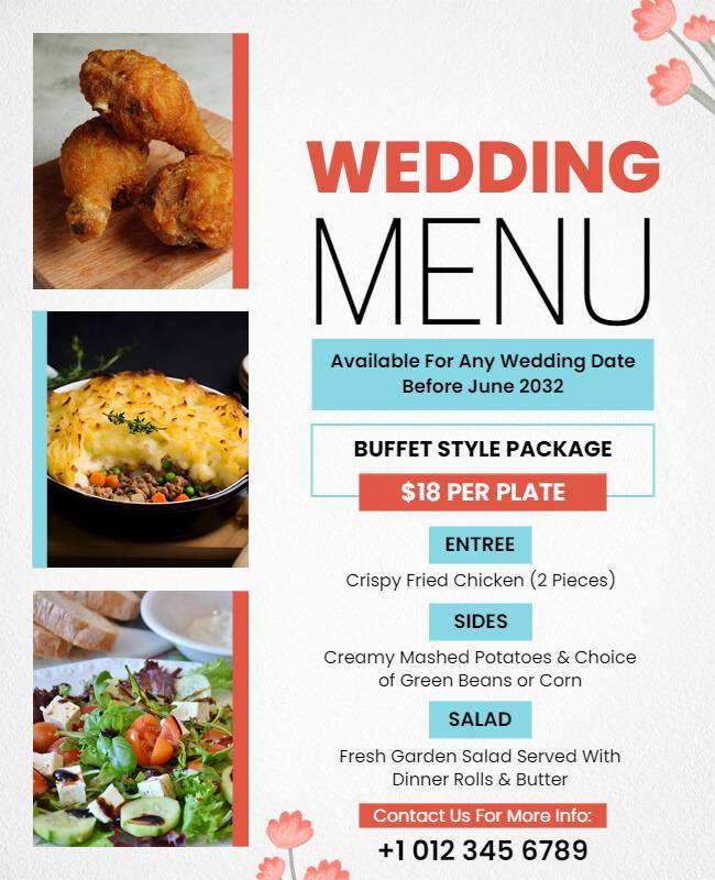 Buffet Style Wedding Menu Flyer Template