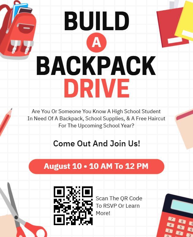 Build a Backpack Donation Drive for Students Flyer Template