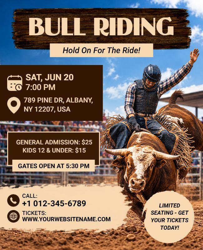Bull Riding Event Promotional Flyer Template