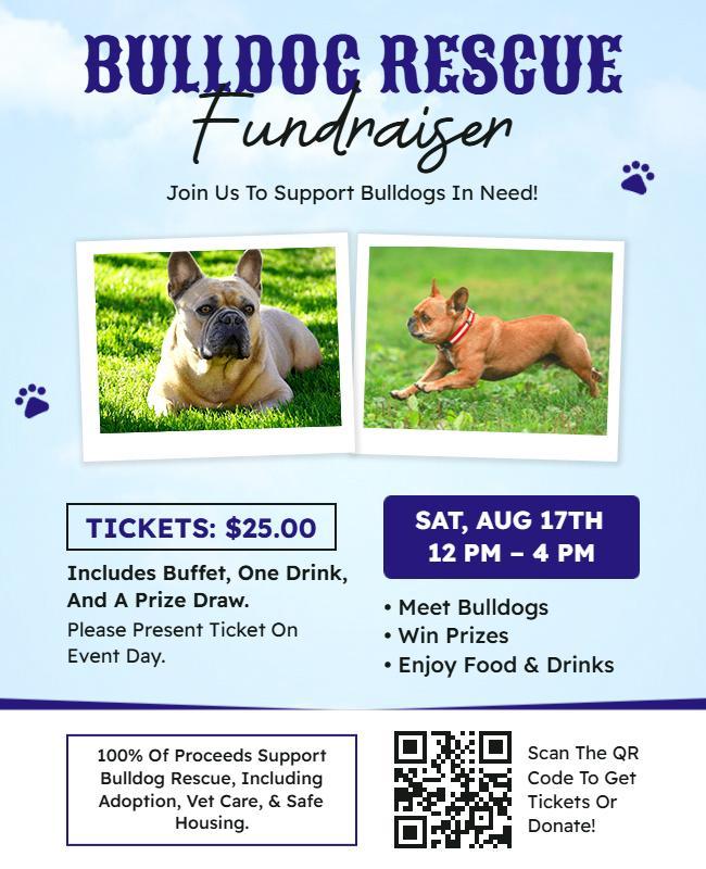 Bulldog Rescue Fundraiser Event Flyer Template