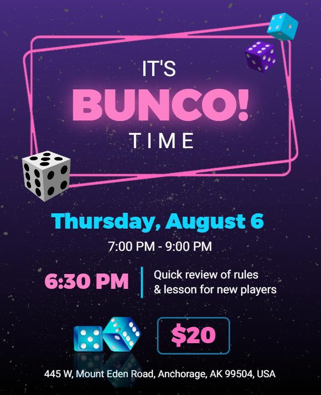 Bunco Game Night Event Flyer Template