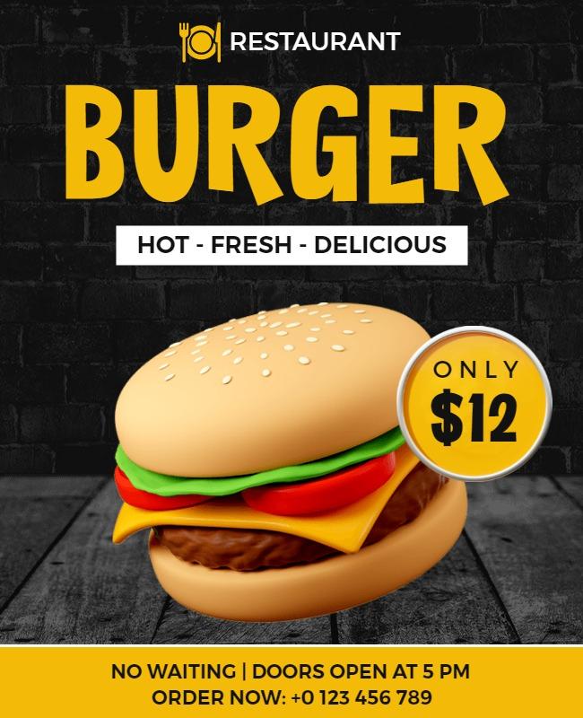 Burger 3d Flyer Template