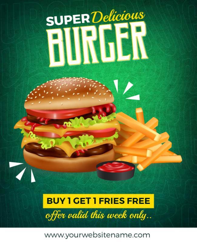 Burger and Fries Promotional Offer Flyer Template