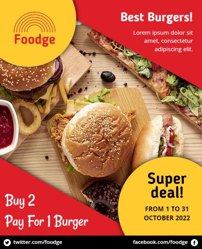 Burger Restaurant Promotional Deal Flyer Template