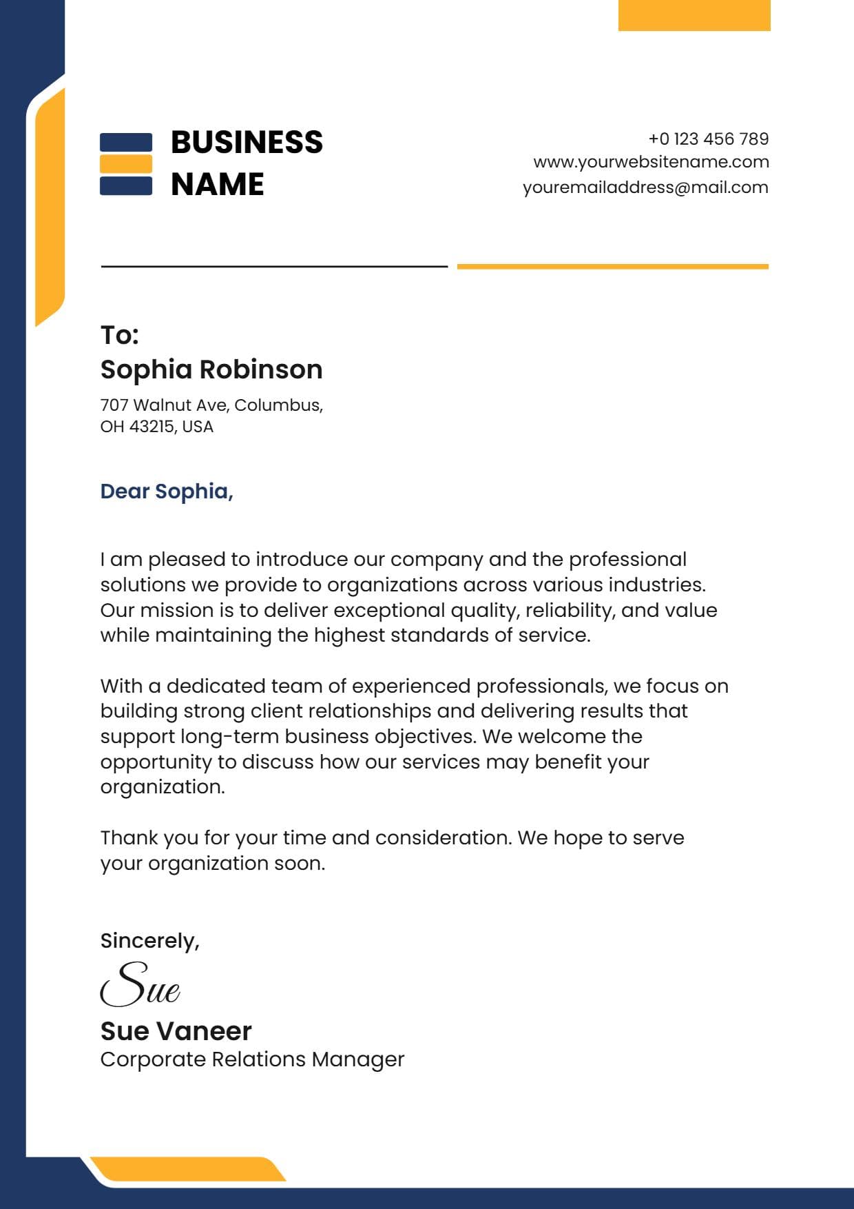 Business Client Relationship Letterhead Template