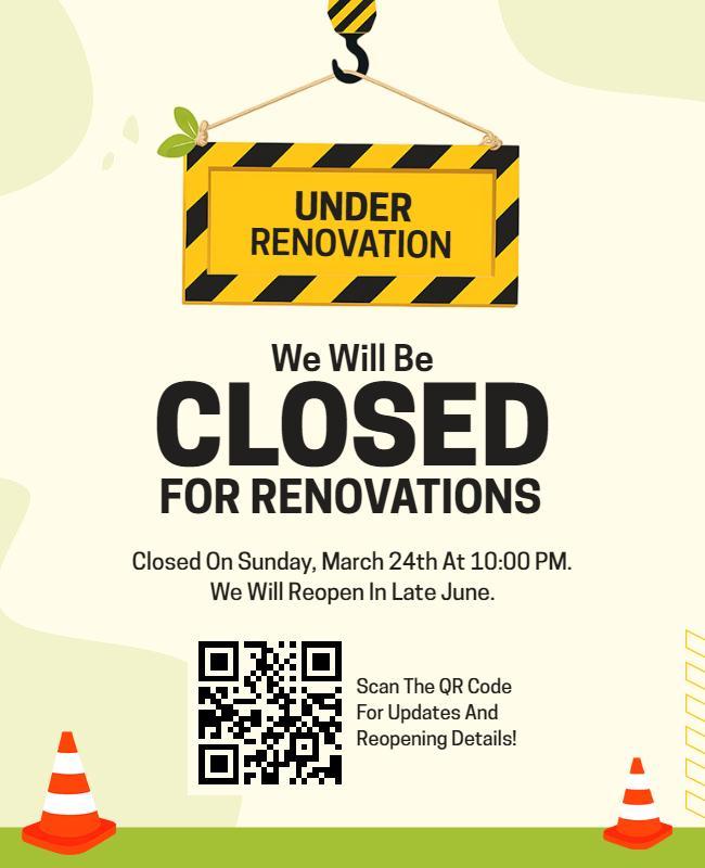 Business Closure for Renovations Announcement Flyer Template