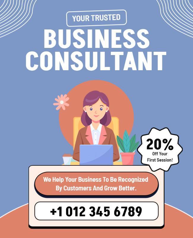 Friendly Blue Business Consultant Services Flyer Template