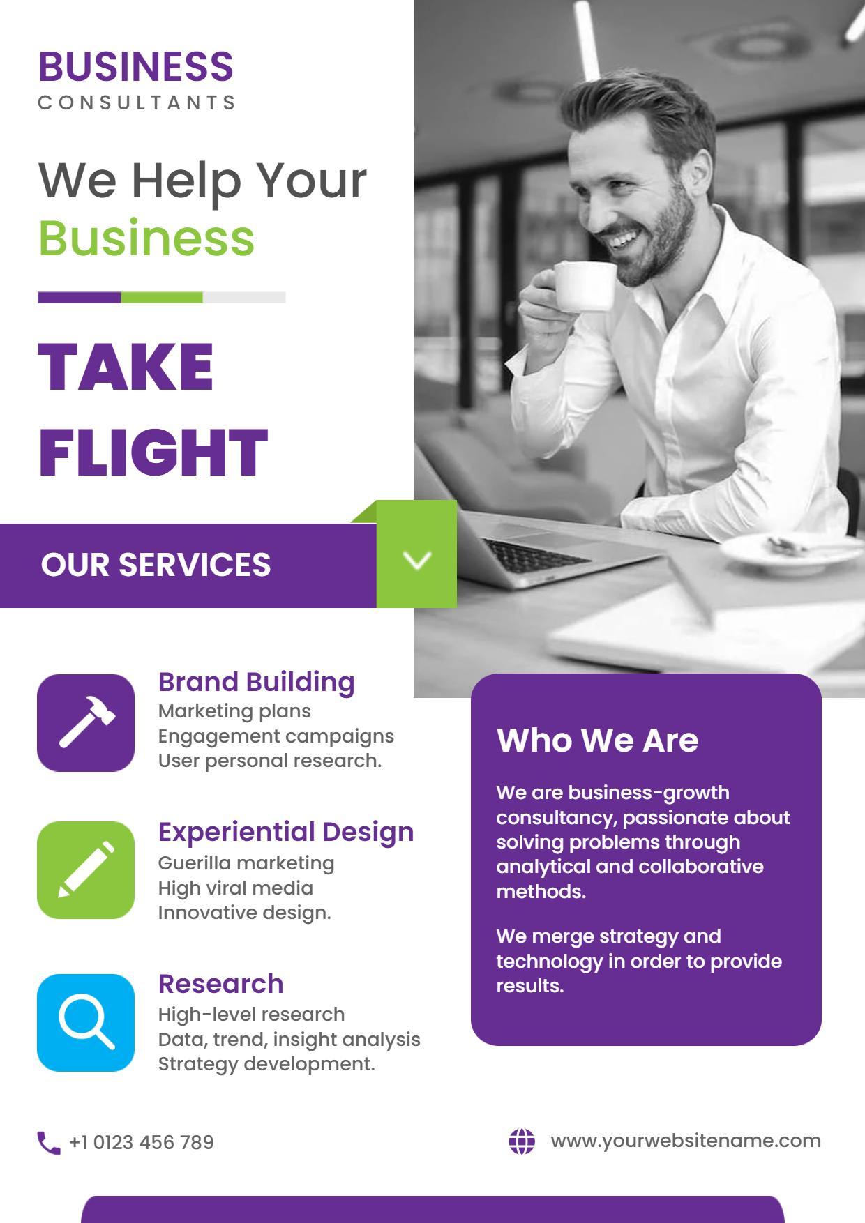 Modern Blue Business Consultancy Services Flyer Template