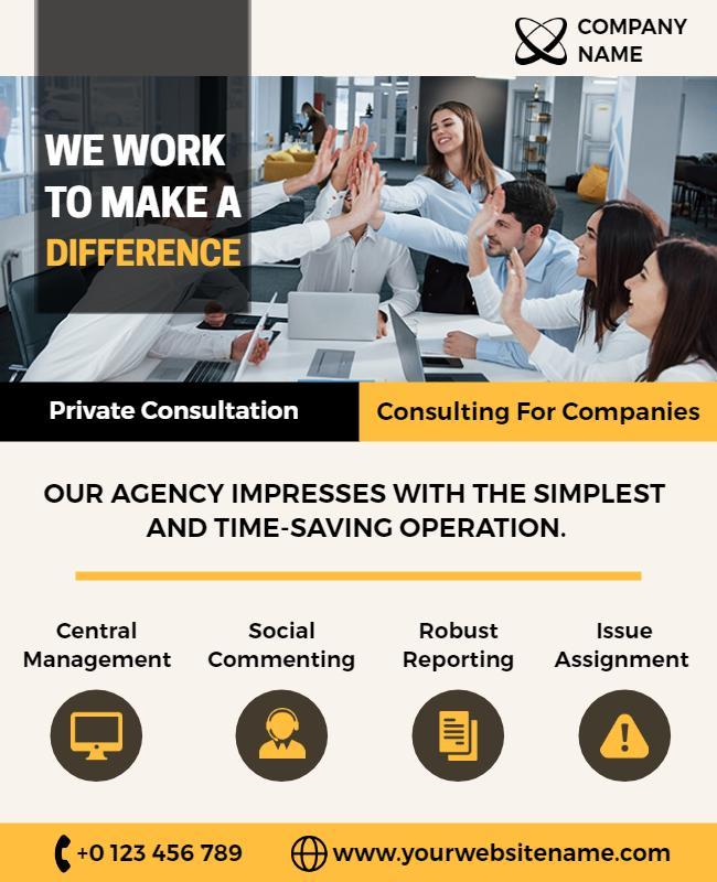 Dynamic Grey Professional Corporate Consultation Flyer Template