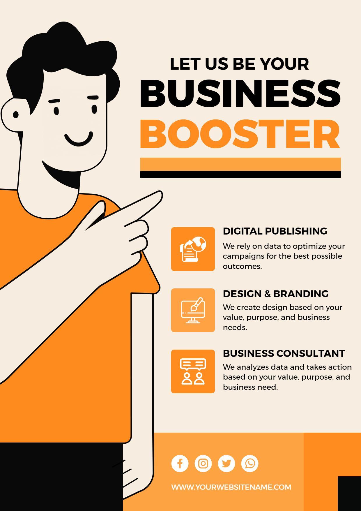 Dynamic Orange Business Booster Services Flyer Template