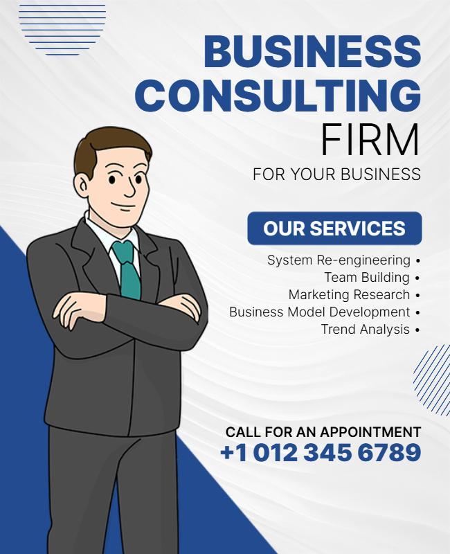 Professional Blue Business Consulting Firm Flyer Template