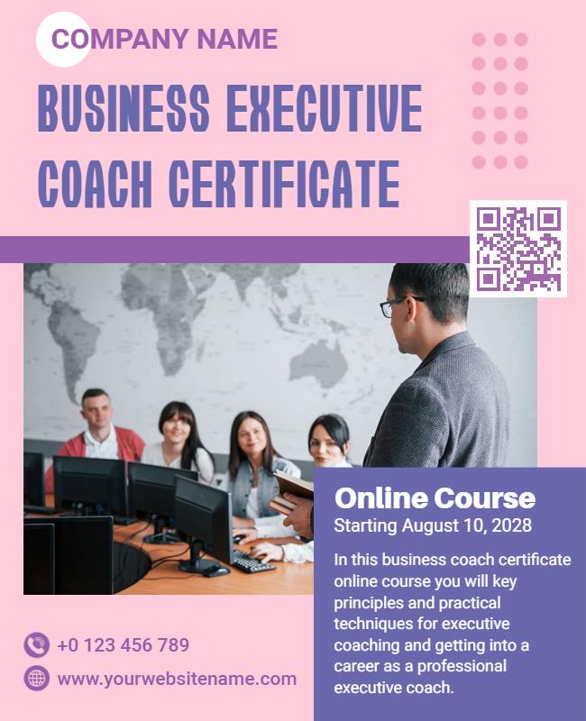 Business Executive Coaching Certification Course Flyer Template