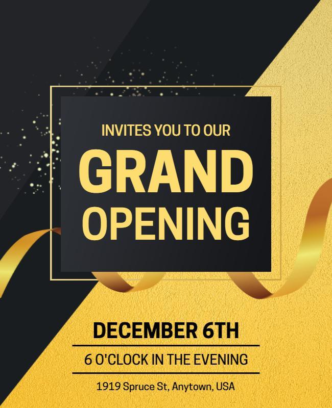 Elegant Gold Grand Opening Celebration Flyer Template