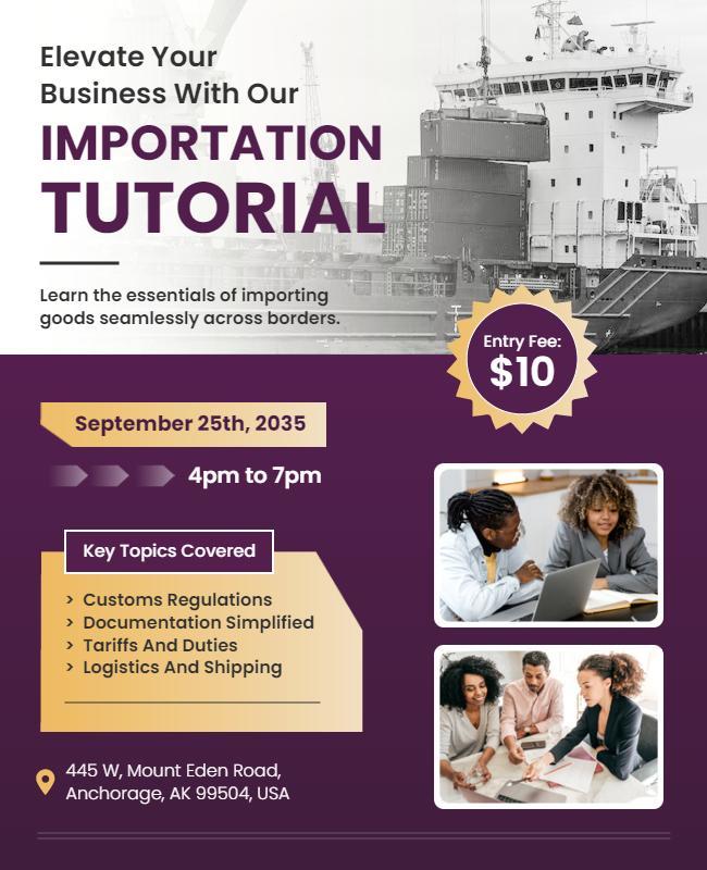 Business Importation Tutorial Event Flyer Template