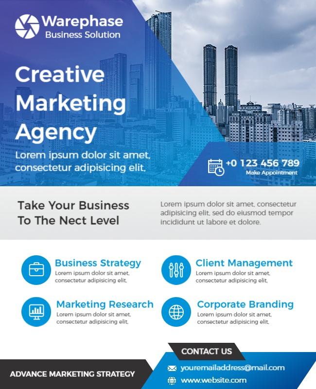 Modern Blue Creative Marketing Agency Flyer Template