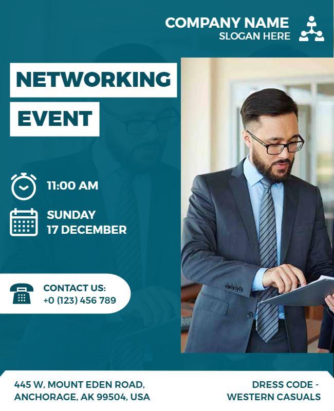 Modern Teal Networking Event Corporate Flyer Template