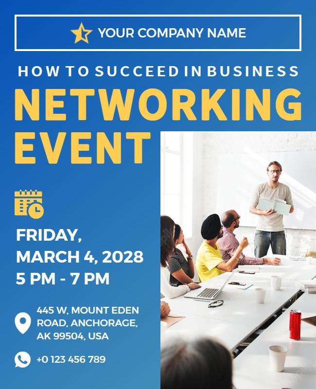 Bright Blue Business Networking Event Flyer Template