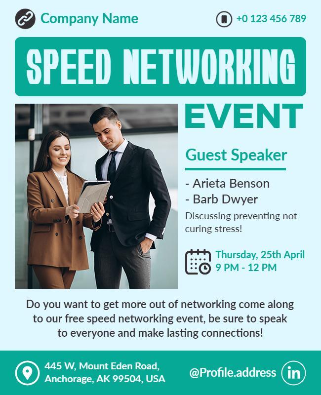 Modern Teal Speed Networking Event Flyer Template