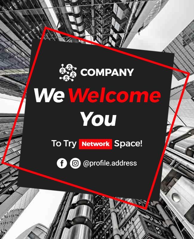 Modern Black and Red Corporate Welcome Networking Flyer Template