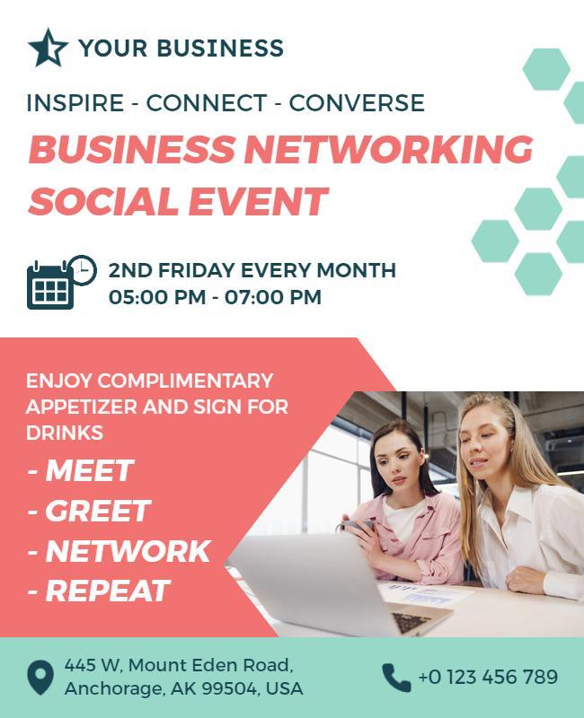 Modern Teal Business Networking Social Event Flyer Template