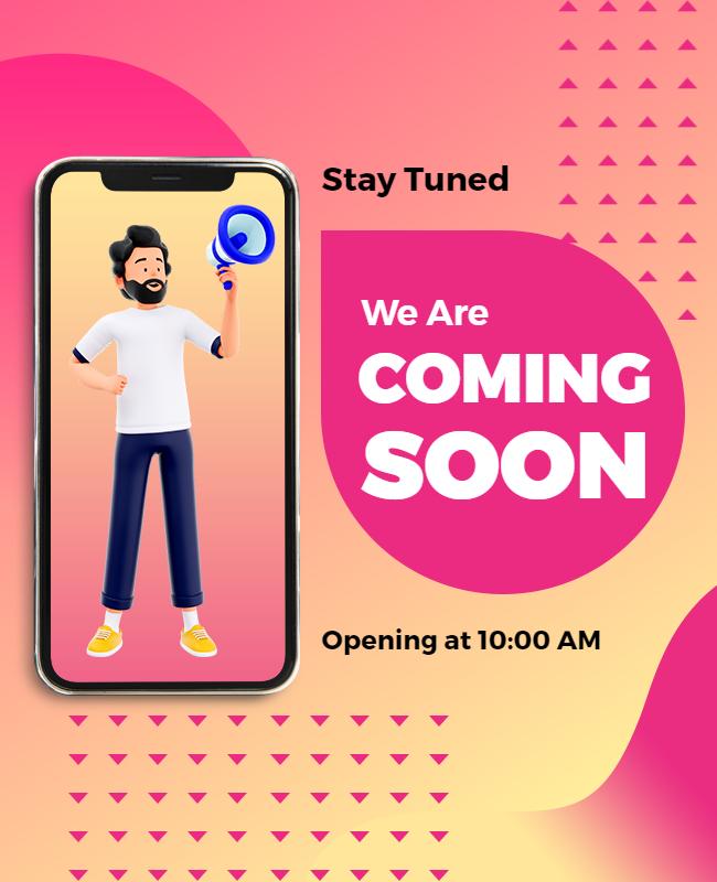 Playful Pink Coming Soon Announcement Flyer Template