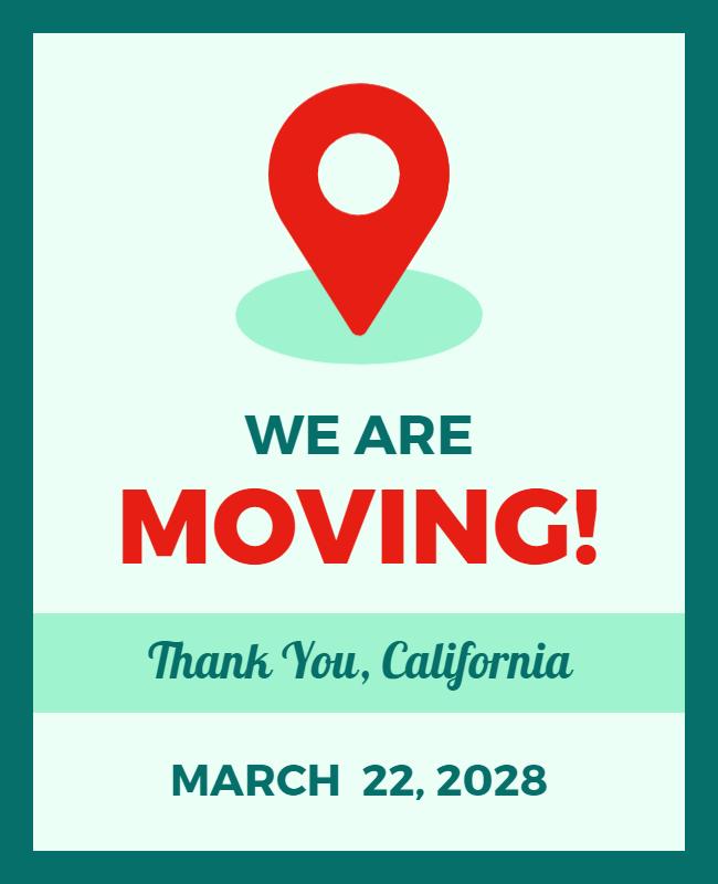 Vibrant Moving Announcement with Location Pin Flyer Template