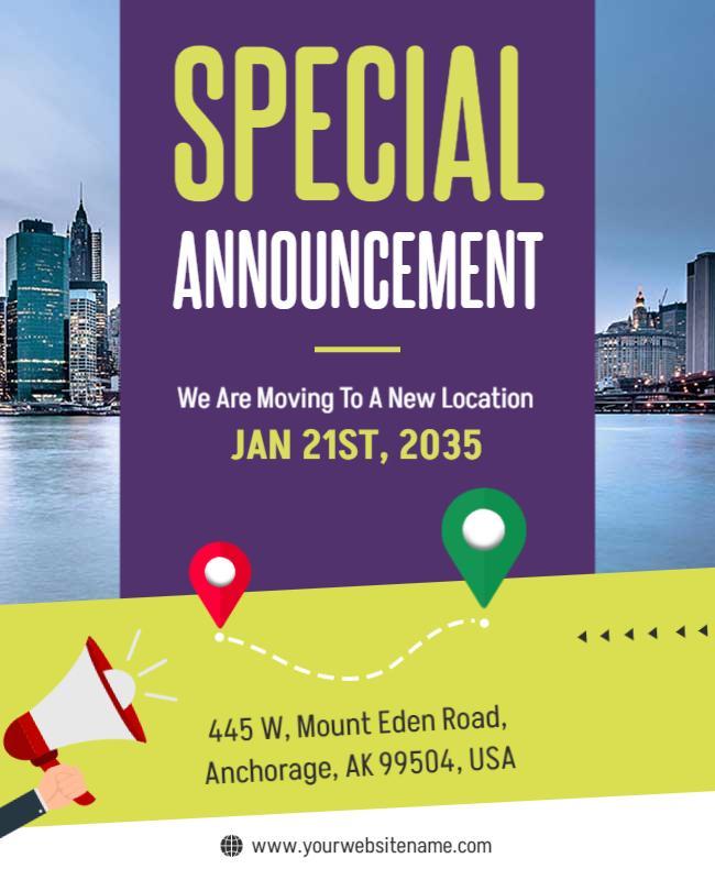 Business Relocation Special Announcement Flyer Template