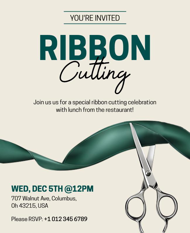 Business Ribbon Cutting Ceremony Invitation Flyer Template