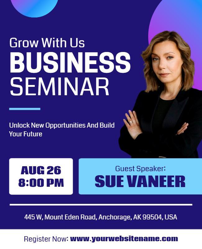 Business Seminar Event Featuring Guest Speaker Poster Template