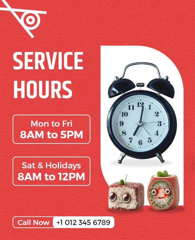 Business Service Hours Information Flyer Template