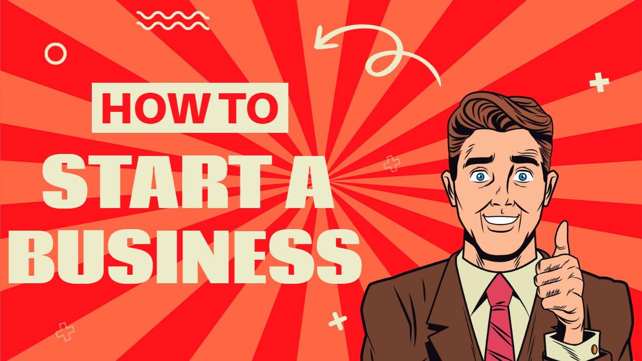Business Startup Guide Comic Style YouTube Thumbnail Template