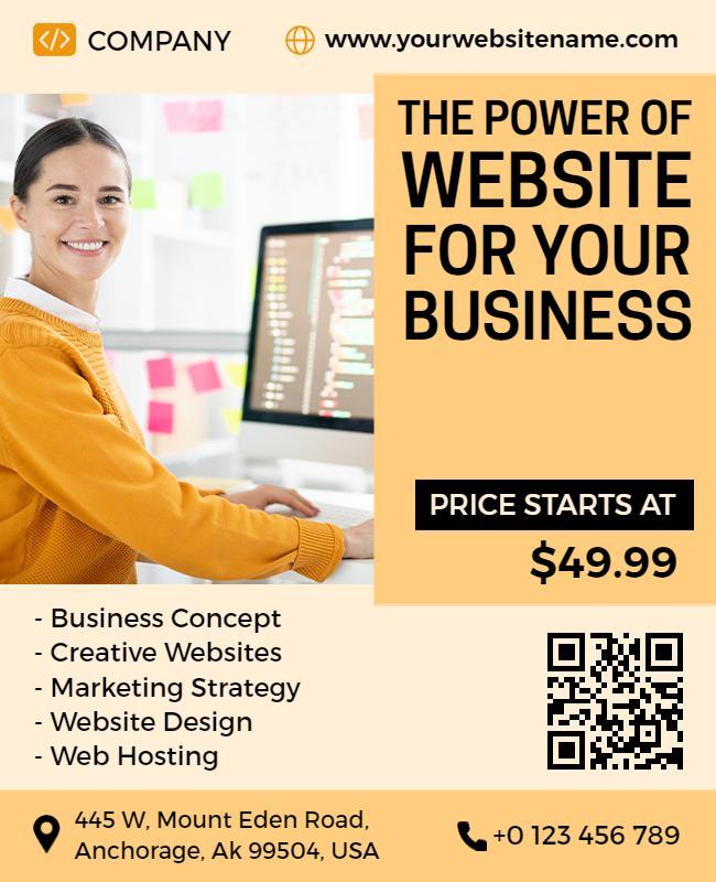 Modern Yellow Business Website Promotion Flyer Template