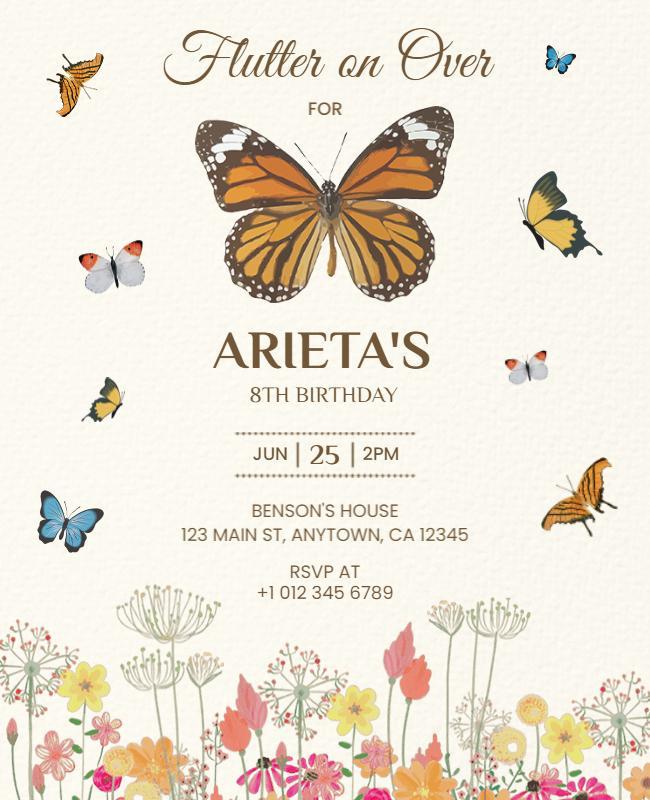 Butterfly Themed Birthday Celebration Flyer Template