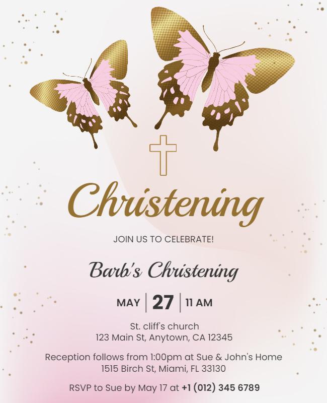 Elegant Butterfly Themed Christening Celebration Flyer Template