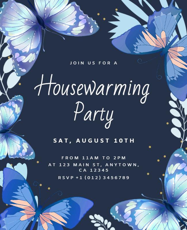 Butterfly Themed Housewarming Party Flyer Template