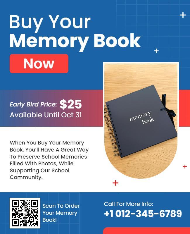 Buy Memory Book Supports School Community Flyer Template