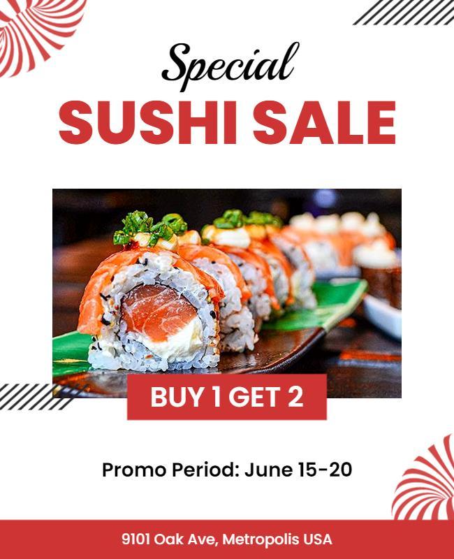 Buy One Get One Sushi Promotion Flyer Template