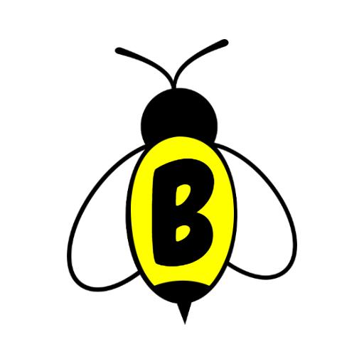 Buzzing Bee with Bright Yellow Letter B for Alphabet Logo Template