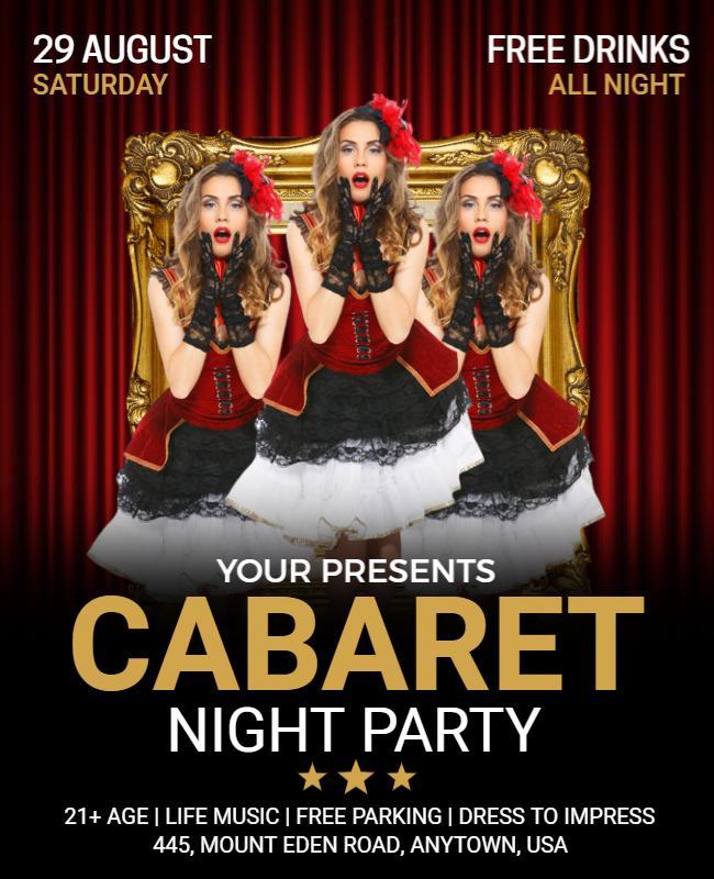 Cabaret Night Party Event Flyer Template