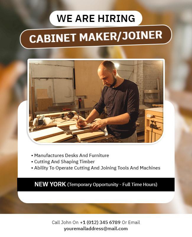 Cabinet Maker Joiner Job Hiring Flyer Template