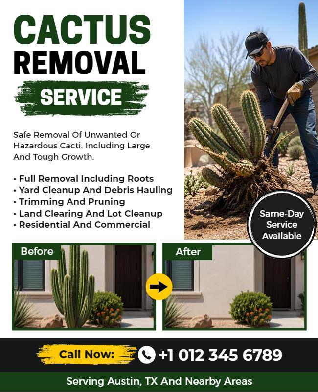 Cactus Removal Service Flyer Template