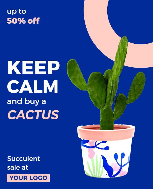 Cactus Succulent Sale Promotional Flyer Template