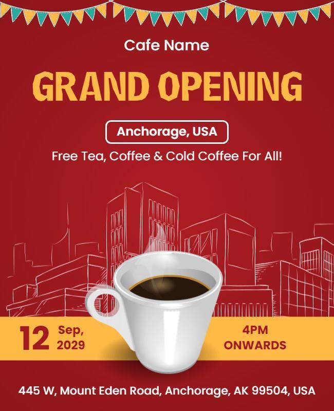 Cafe Grand Opening Celebration Flyer Template