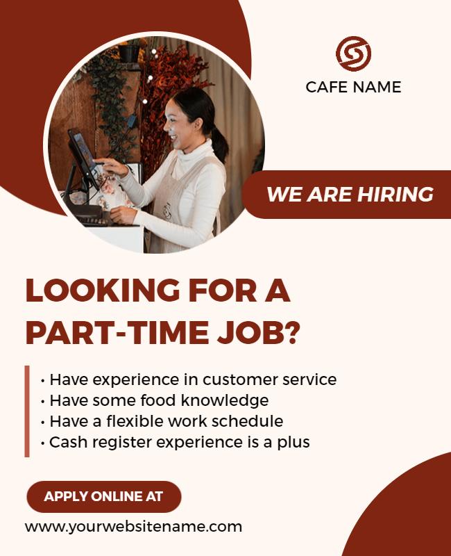 Cafe Part Time Job Hiring Flyer Template