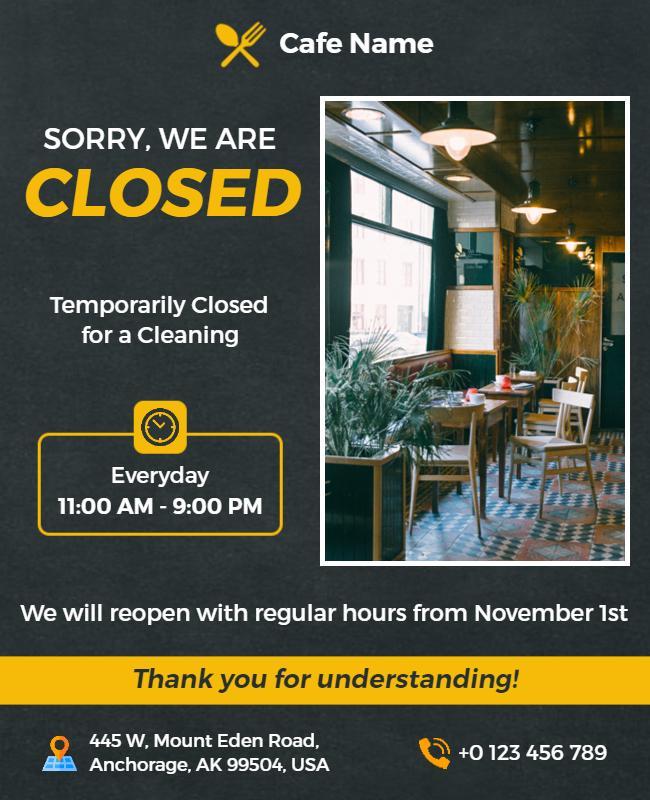 Cafe Temporary Closure Notice Flyer Template