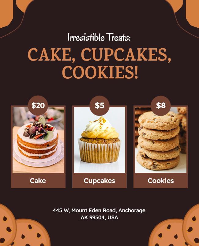 Cake Cupcakes Cookies Dessert Flyer Template