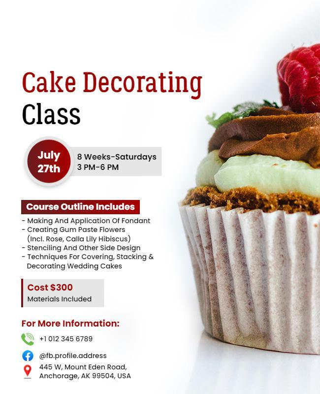 Cake Decorating Class Advertisement Flyer Template