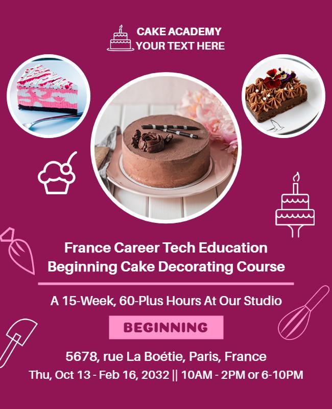 Cake Decorating Course Educational Flyer Template