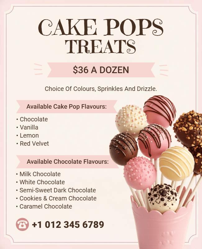 Cake Pop Dessert Treats Flyer Template