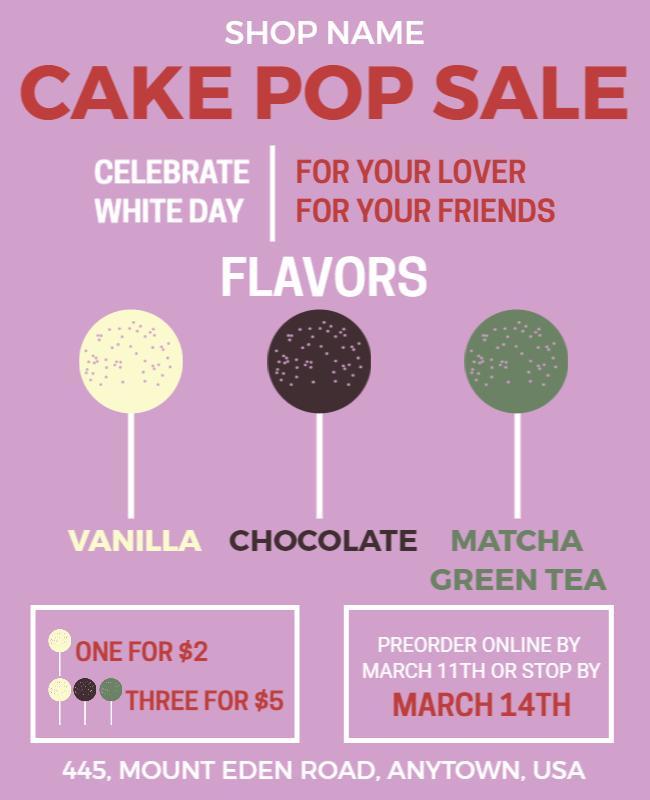 Cake Pop Sale Promotion Flyer Template